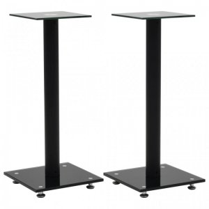 VidaXL Set de 2 Soportes para Altavoz Columna Cristal Templado Negro