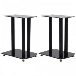 VidaXL Set de 2 Soportes para Altavoz Cristal Negro/Aluminio