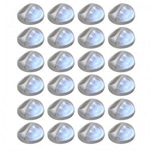 VidaXL Pack 24 Focos Solares LED de Pared para Exterior Plata