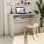 Vidaxl bureau en contreplaqué blanc brillant 90x50x74 Cm