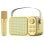 Klack Karaoke Retro Altavoz Subwoofer con Micrófono Bluetooth 10W Dorado
