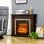 Homcom Chimenea Eléctrica con Calefacción 1800w Efecto Llama Marrón Oscuro