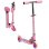 Scooter infantil dobrável Homcom com luzes música 67x32x65-78 cm rosa
