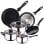 Well Home Batería de Cocina 5 Piezas + Set 3 Sartenes de Aluminio Prensado 16/20/24cm