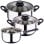 Well Home Batería de Cocina 5 Piezas + Set 3 Sartenes de Aluminio Prensado 16/20/24cm