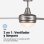 Ventilatore da soffitto universale blu Siroco 6042X a 3 velocità con luce e telecomando 55W