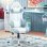 Homcom Silla Gaming Reclinable Giratoria con Cojín Lumbar 67x60x120-128cm Azul