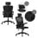 ML Design Silla de Oficina Ergonómica con Asiento Regulable y Reposacabezas Negro