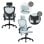 ML Design Silla de Oficina Ergonómica con Asiento Regulable y Reposacabezas Azul