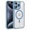 Coque magnétique cool avec bord bleu pour iPhone 15 Pro