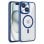 Cool Funda Magnética Transparente con Borde Azul Marino para iPhone 15