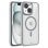 Cool Funda Magnética Transparente con Borde Plata para iPhone 15