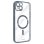 Cool Funda Magnética Transparente con Borde Plata para iPhone 15