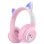 Kinsi AKZ-02 Auriculares Inalámbricos Orejas de Gato RGB Rosas