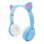 Kinsi Y08M Auriculares Inalámbricos Bluetooth Infantiles RGB con Orejas de Gato Azules