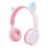 Kinsi Y08M Auriculares Inalámbricos Bluetooth Infantiles RGB con Orejas de Gato Rosas