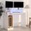 VidaXL Campoamor Escritorio con Luz LED y Estantes 90x97x45cm Blanco