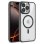 Coque magnétique transparente cool avec bord noir pour iPhone 16 Pro Max