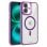 Coque magnétique transparente cool avec bord violet pour iPhone 16 Plus