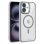 Cool Funda Magnética Transparente con Borde Plata para iPhone 16