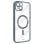 Cool Funda Magnética Transparente con Borde Plata para iPhone 16