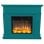 Cheminée Électrique Sined Pienza Cadre MDF Sol Bleu Turquoise