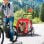 Pawhut Remolque De Bicicleta Perros Con Puertas Bandera Y 6 Reflectores Rojo