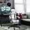 Homcom Silla Gaming Con Orejas Altura Ajustable Reposapiés Retráctil Blanco