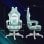 Homcom Silla Gaming Con Orejas Altura Ajustable Reposapiés Retráctil Azul Claro