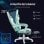 Homcom Silla Gaming Con Orejas Altura Ajustable Reposapiés Retráctil Azul Claro