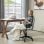 Homcom Silla De Oficina Con Reposabrazos De Madera Y Altura Ajustable Gris