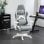 Homcom Silla Gaming Reclinable Con Altura Ajustable Gris Claro Y Blanco