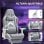 Homcom Silla Gaming Reclinable Con Altura Ajustable Gris Claro Y Blanco
