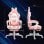 Homcom Silla Gaming Con Orejas Altura Ajustable Reposapiés Retráctil Rosa