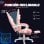Homcom Silla Gaming Con Orejas Altura Ajustable Reposapiés Retráctil Rosa