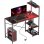 Homcom Mesa Gaming con Luces LED 110x50cm Superficie de Fibra de Carbono Negro