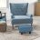 Homcom Reposapiés Salón De Tela De Lino Con Asiento Acolchado Patas Azul Oscuro