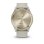 Montre connectée hybride Garmin vívomove Trend avec lunette en acier inoxydable couleur or crème et bracelet en silicone marron