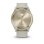 Montre connectée hybride Garmin vívomove Trend avec lunette en acier inoxydable couleur or crème et bracelet en silicone marron