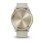 Montre connectée hybride Garmin vívomove Trend avec lunette en acier inoxydable couleur or crème et bracelet en silicone marron