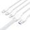 Vention CTRWG 2.0 3 em 1 Cabo USB 1,5m Branco 6A PVC Algodão Lightning USB-C MicroUSB