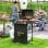 Outsunny Barbacoa De Gas Con 3+1 Quemadores 9,5 Kw Termómetro Mesa Lateral Negro