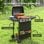Outsunny Barbacoa De Gas Con 3+1 Quemadores 9,5 Kw Termómetro Mesa Lateral Negro