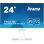Écran IPS iiyama 24 pouces 1080p 100 Hz avec hauteur réglable, hub USB, blanc et haut-parleurs