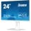 Écran IPS iiyama 24 pouces 1080p 100 Hz avec hauteur réglable, hub USB, blanc et haut-parleurs