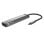 Hub USB NATEC Fowler Slim Tipo-C 5 Gbit/s Preto Cromo ABS Alumínio