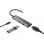 Hub USB NATEC Fowler Slim Tipo-C 5 Gbit/s Preto Cromo ABS Alumínio