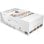 Expositor BSK Tech One con 10 cargadores USB-A, 20 cables Lightning y USB-C, 13 auriculares con micrófono blancos