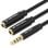 Cable Estéreo Vention BBVBY 30cm Jack 3.5 Macho a 2x Jack 3.5 Hembra Chapado en Oro