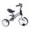 Triciclo QPlay Elite Plus Negro chasis de acero correa ajustable bandeja transporte asientos ergonómicos